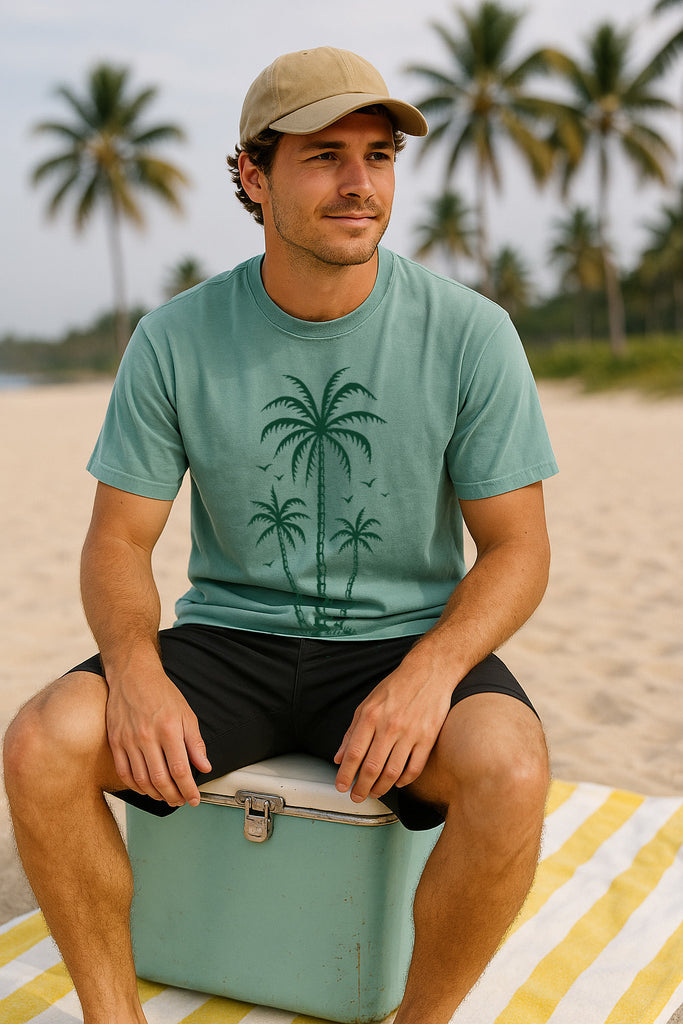 3 Palms Tee-Vintage Seafoam