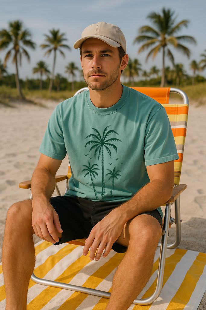 3 Palms Tee-Vintage Seafoam
