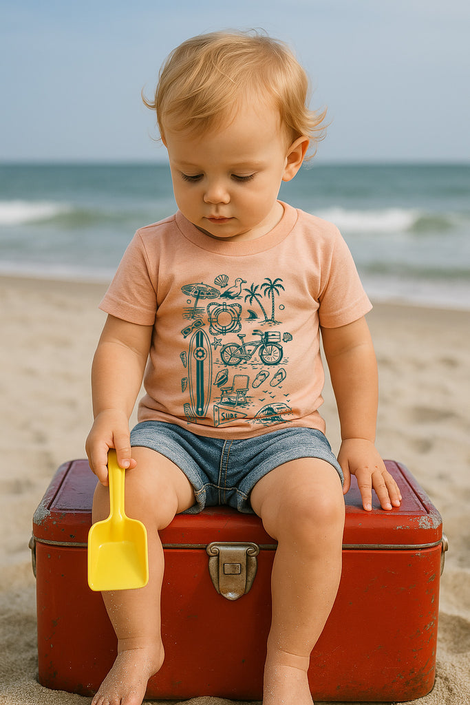 Kids Beach Stuff Tee-Peach