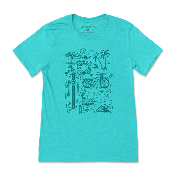 Beach Stuff Tee-Heather Sea Green