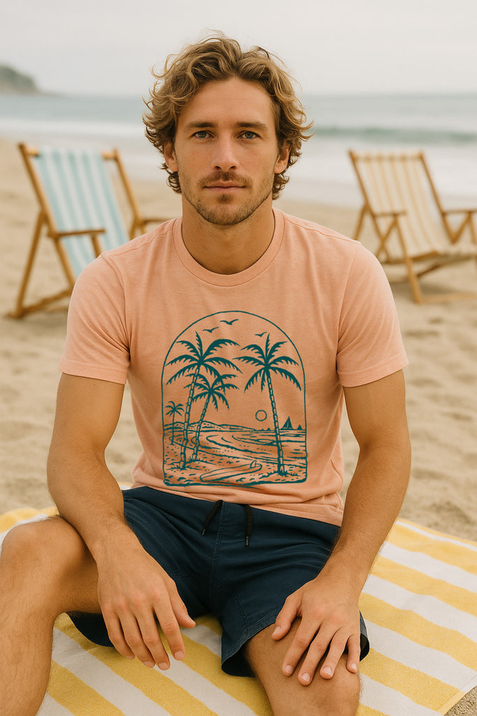 Beach Vibes Tee-Heather Peach