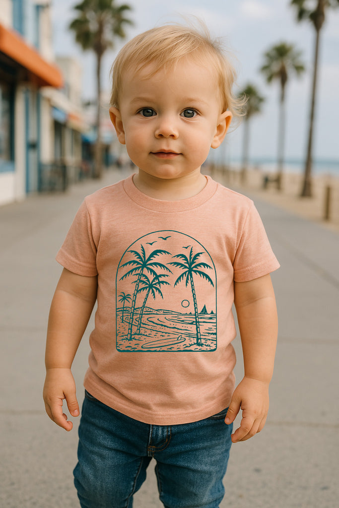 Kids Beach Vibes Tee-Peach 
