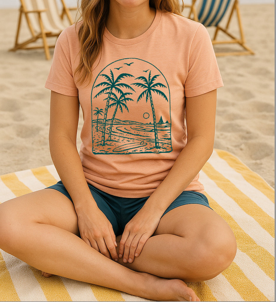 Beach Vibes Tee-Heather Peach