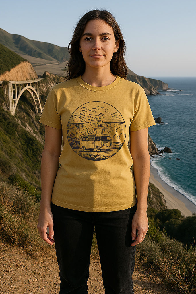 Big Sur VW Bus Tee-Vintage Mustard 