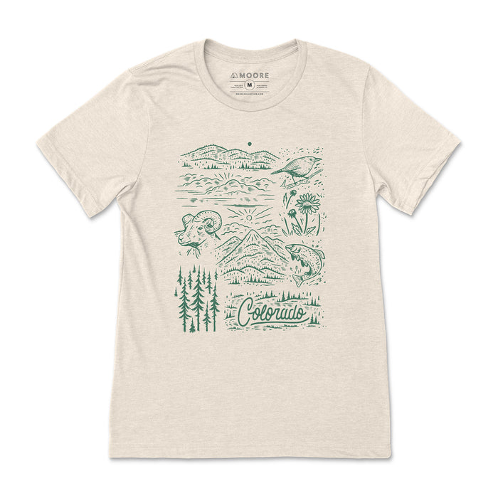 Colorado Wildlife Tee-Oatmeal