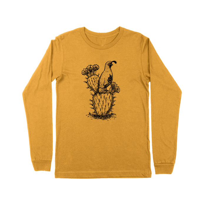 Cactus Quail Long Sleeve Tee-Mustard