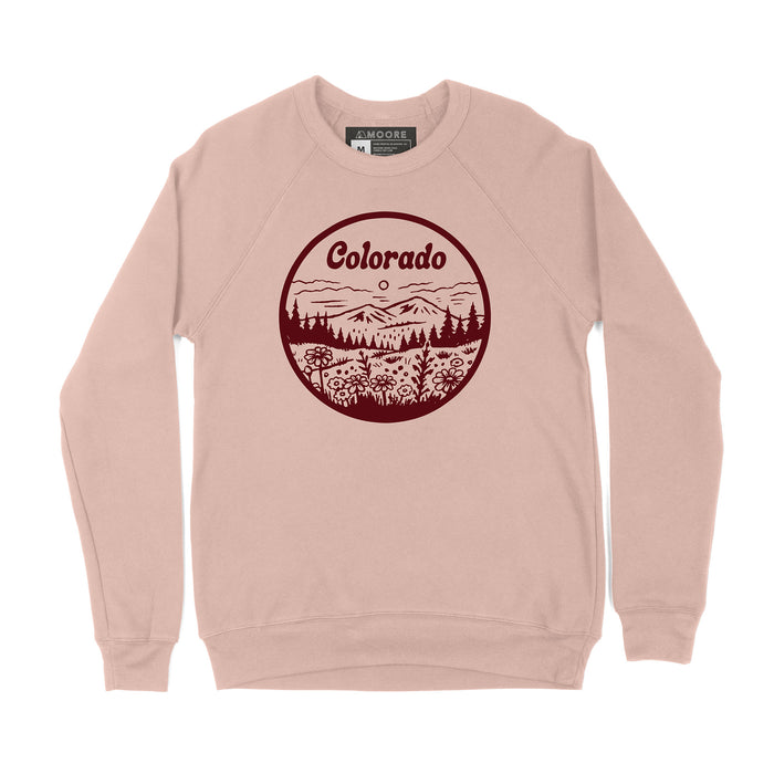 Colorado Wildflower Crewneck-Peach