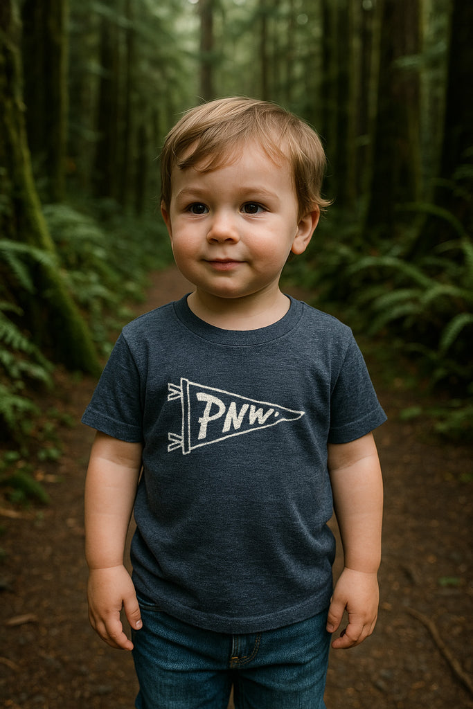 Kids PNW Pennant Tee-Heather Navy