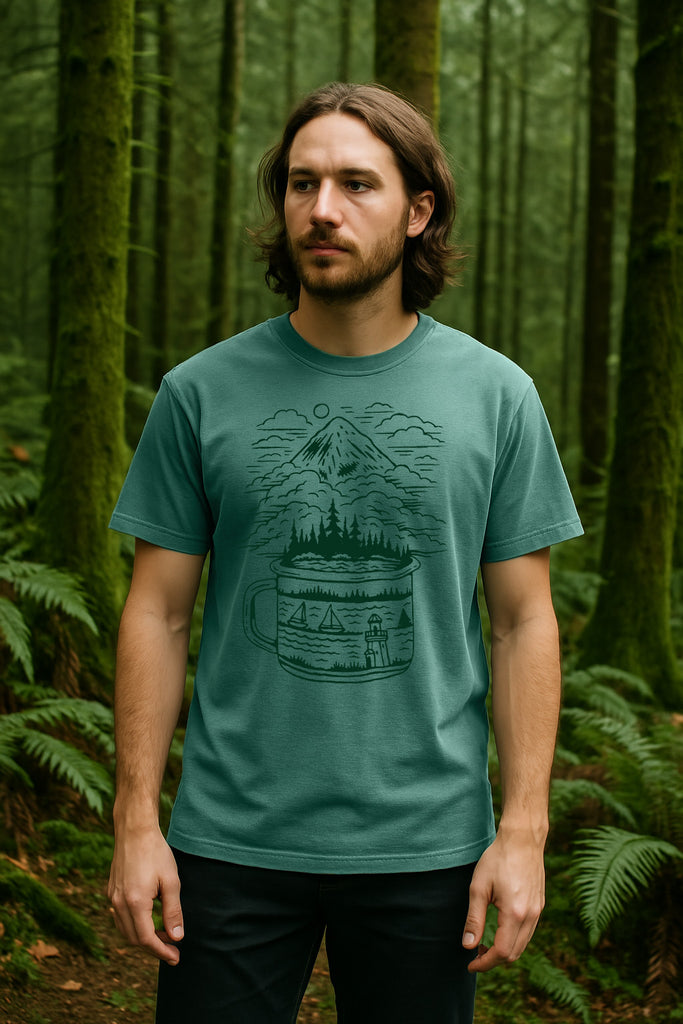 PNW Cup Tee-Vintage Green