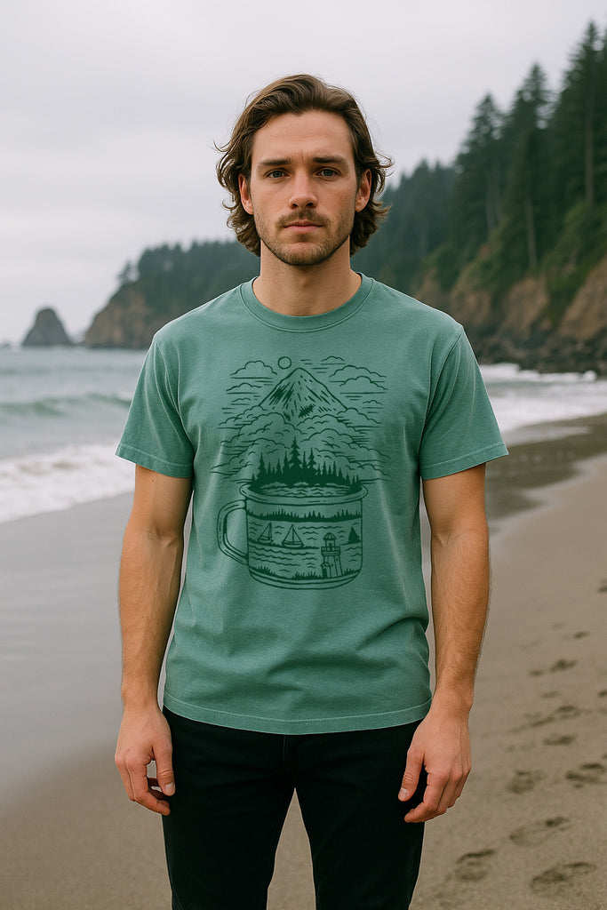 PNW Cup Tee-Vintage Green