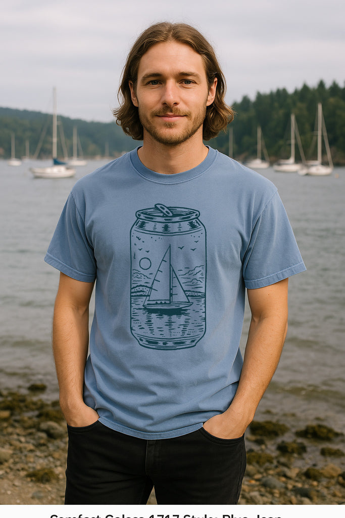 Sailboat Can Tee-Vintage Blue 