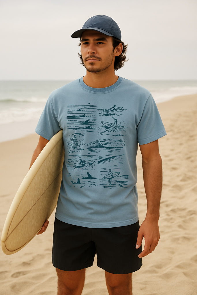Surfers Tee-Vintage Ice Blue 