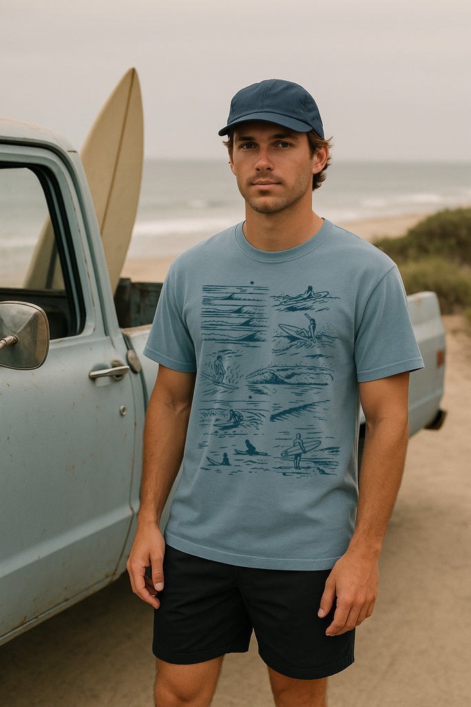 Surfers Tee-Vintage Ice Blue 