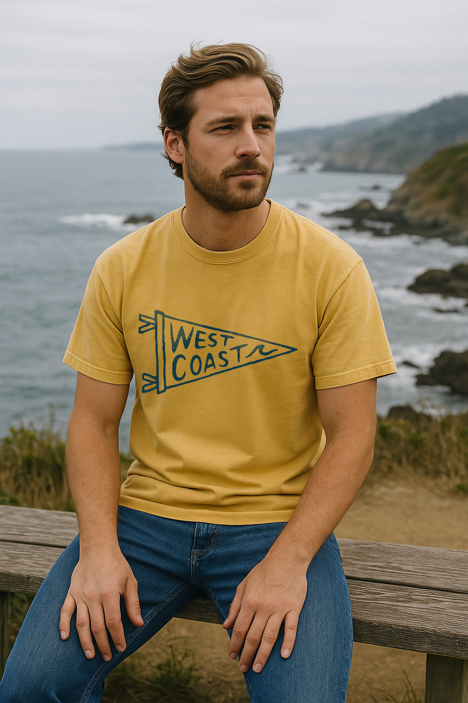West Coast Pennant Tee-Vintage Mustard