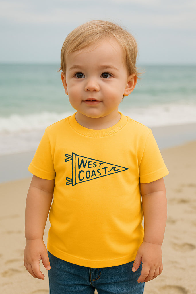 Kids West Coast Pennant Tee-Heather Yellow