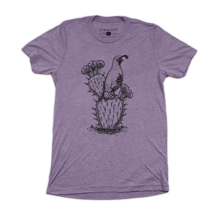 Cactus Quail Tee-Heather Purple
