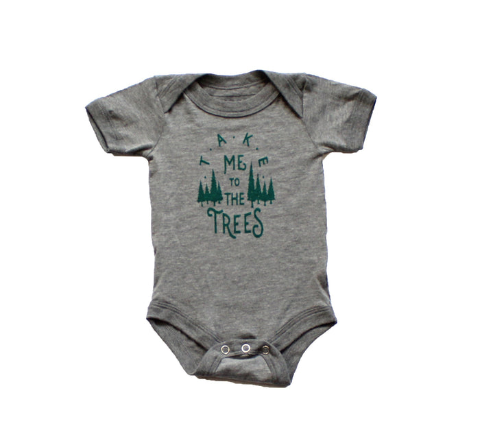 Infant Trees Onesie-Heather Gray